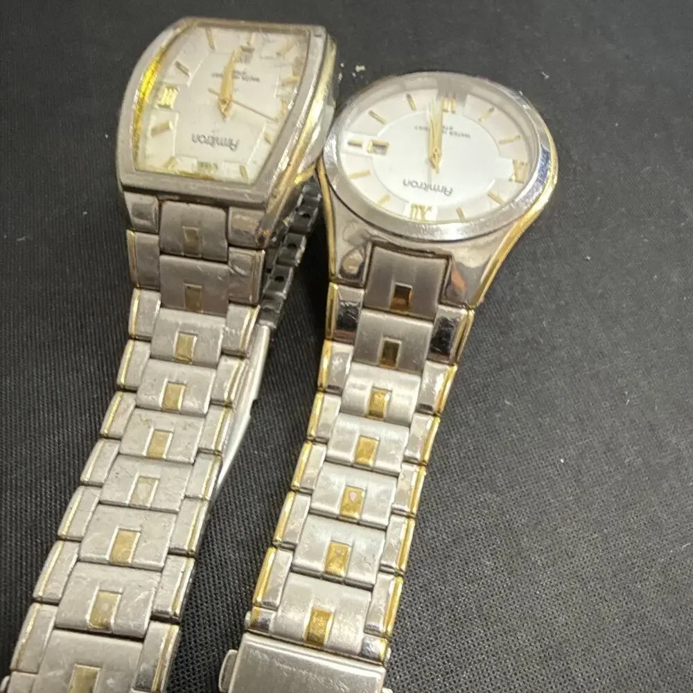 2 ARMITRON MENS WRISTWATCHES ONE ROUND ONE SQUARE NEW BATTERIES RUN EXCELLENT